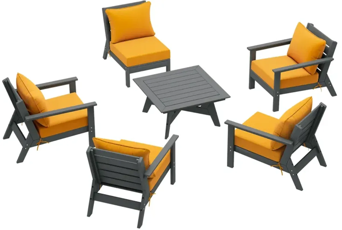 WestinTrends Outdoor 6-Piece Modular Sectional Patio Furniture Sofa Set