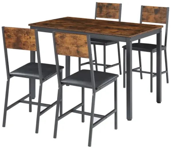 Dining Set For 5 Kitchen Table With 4 Upholstered Chairs, Rustic, 47.2" L X 27.6" W X 29.7"