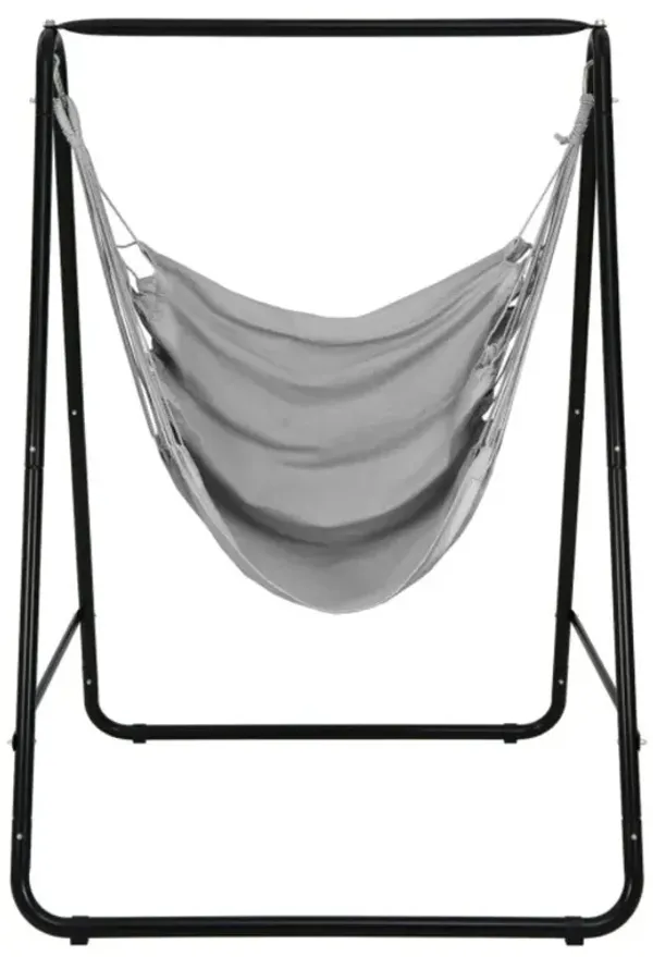 Hanging Padded Hammock Chair with Stand and Heavy Duty Steel