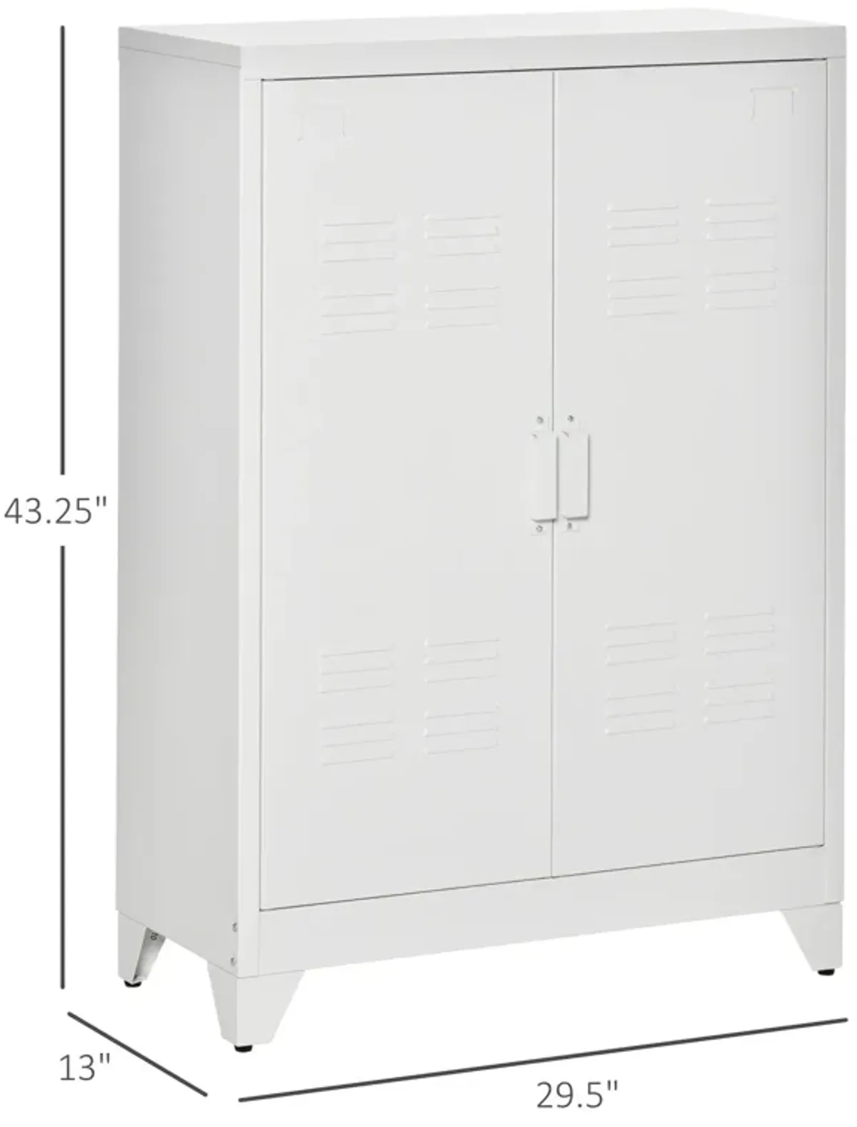 White Steel Storage: Industrial 2-Tier Cabinet for Living Room