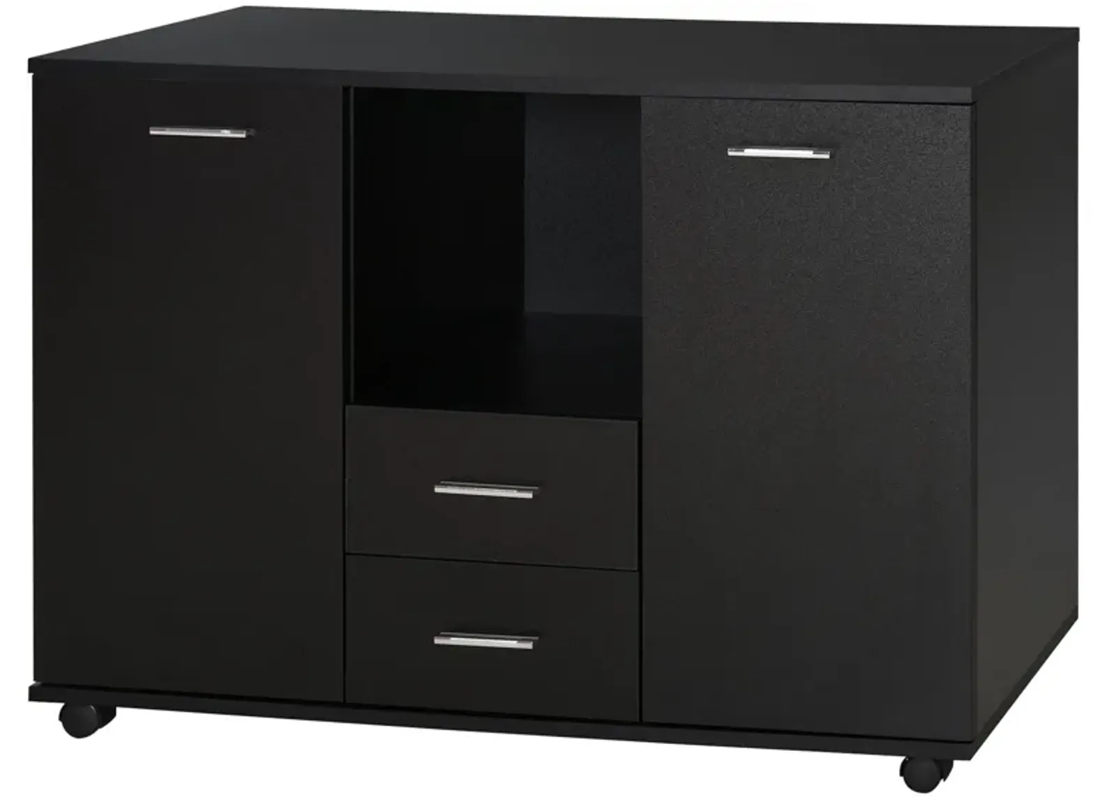 Black Office Storage: Multifunction Cabinet with Drawers and Shelves