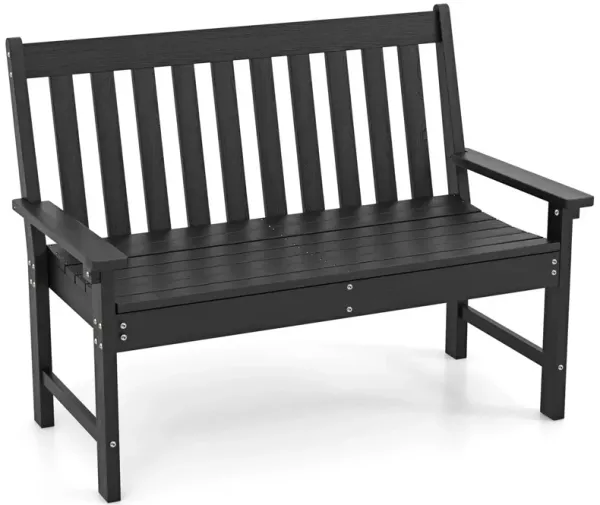 All-Weather HDPE Outdoor Bench with Backrest and Armrests