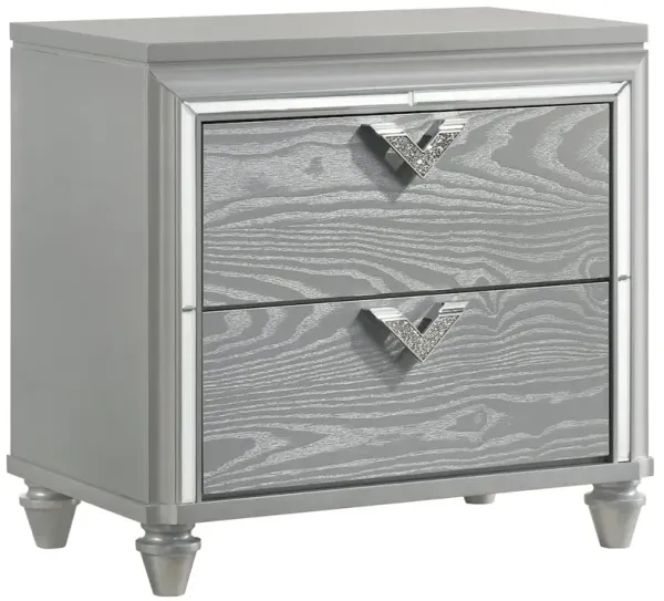 Veronica 2-drawer Nightstand Light Silver