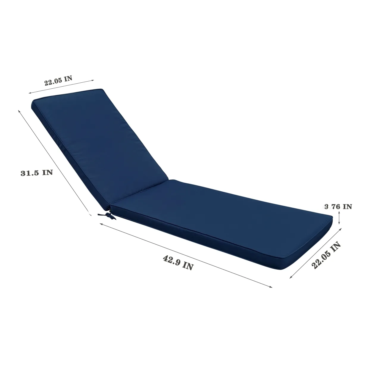 2 PCS Set Outdoor Lounge Chair Cushion Replacement Patio Furniture Seat Cushion Chaise Lounge Cushion-Navy Blue