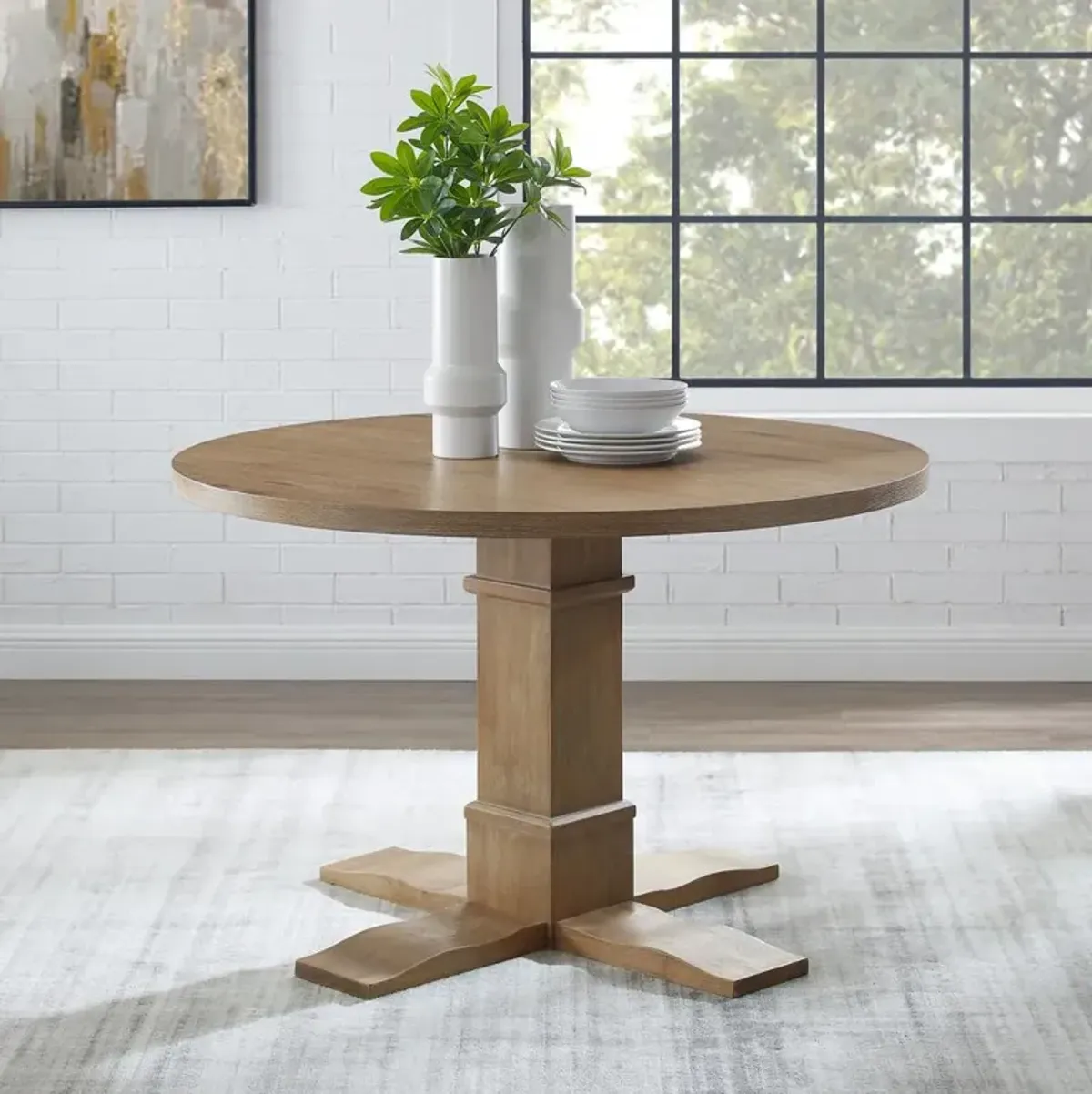 Joanna Round Dining Table Rustic Brown