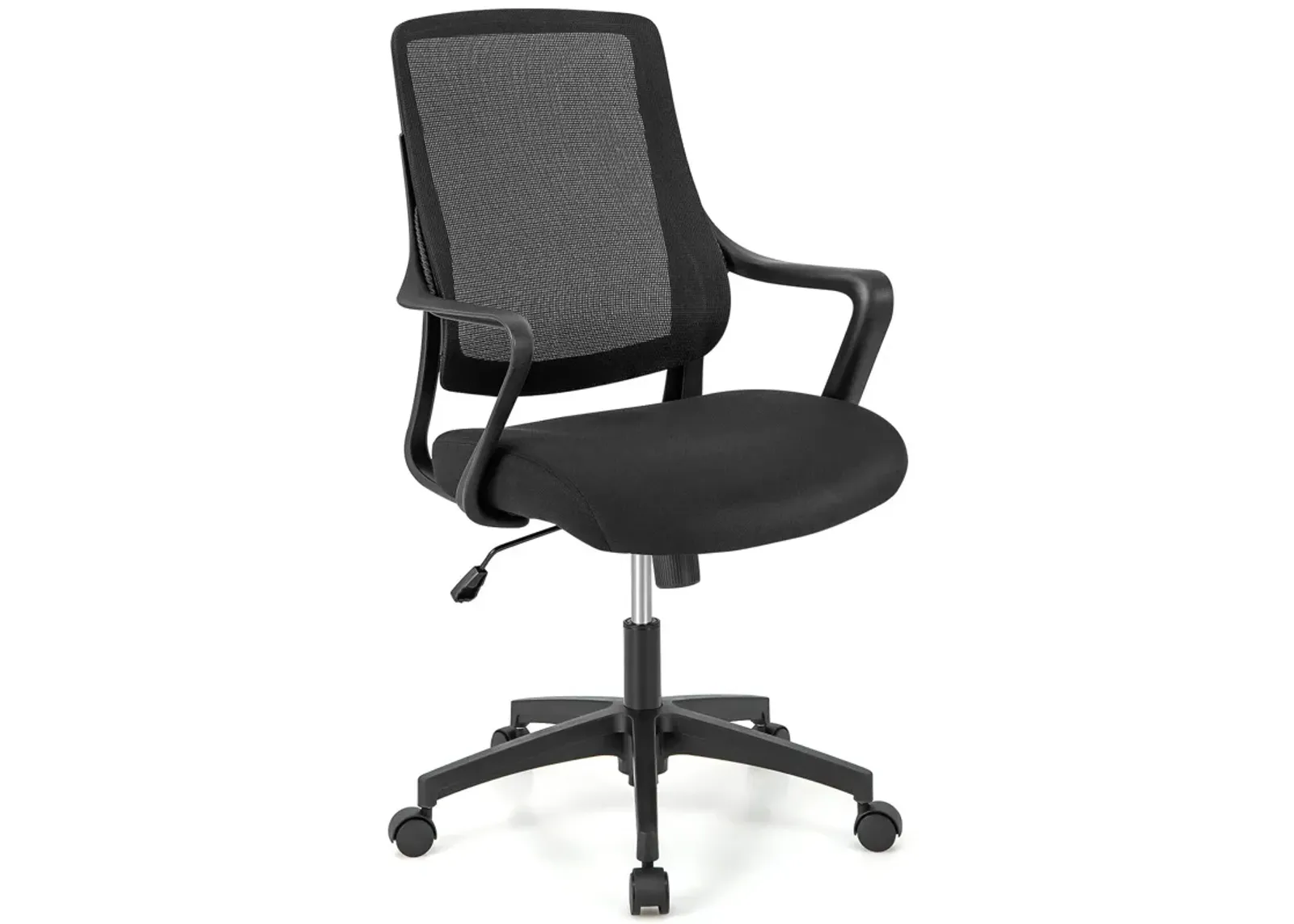 Modern Breathable Mesh Chair with Curved Backrest and Armrest-Black