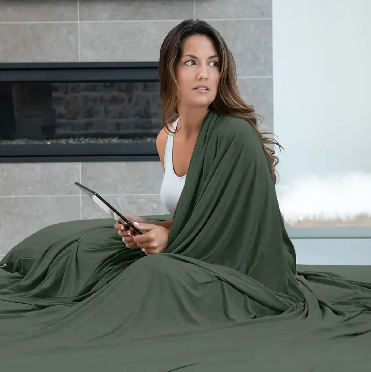 Hyper-Wool King/California King Sheet Set - Forest Green