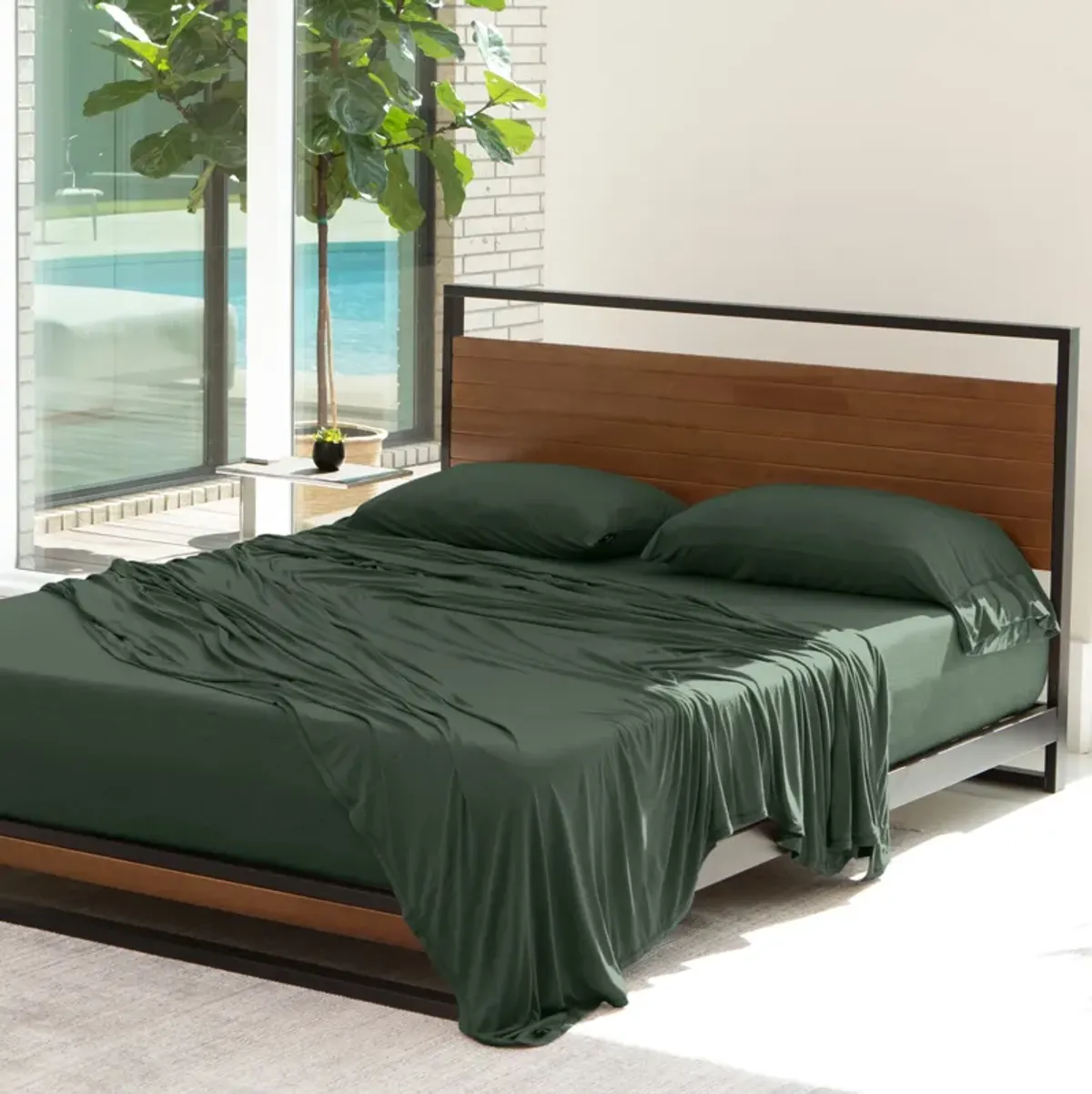 Hyper-Wool King/California King Sheet Set - Forest Green