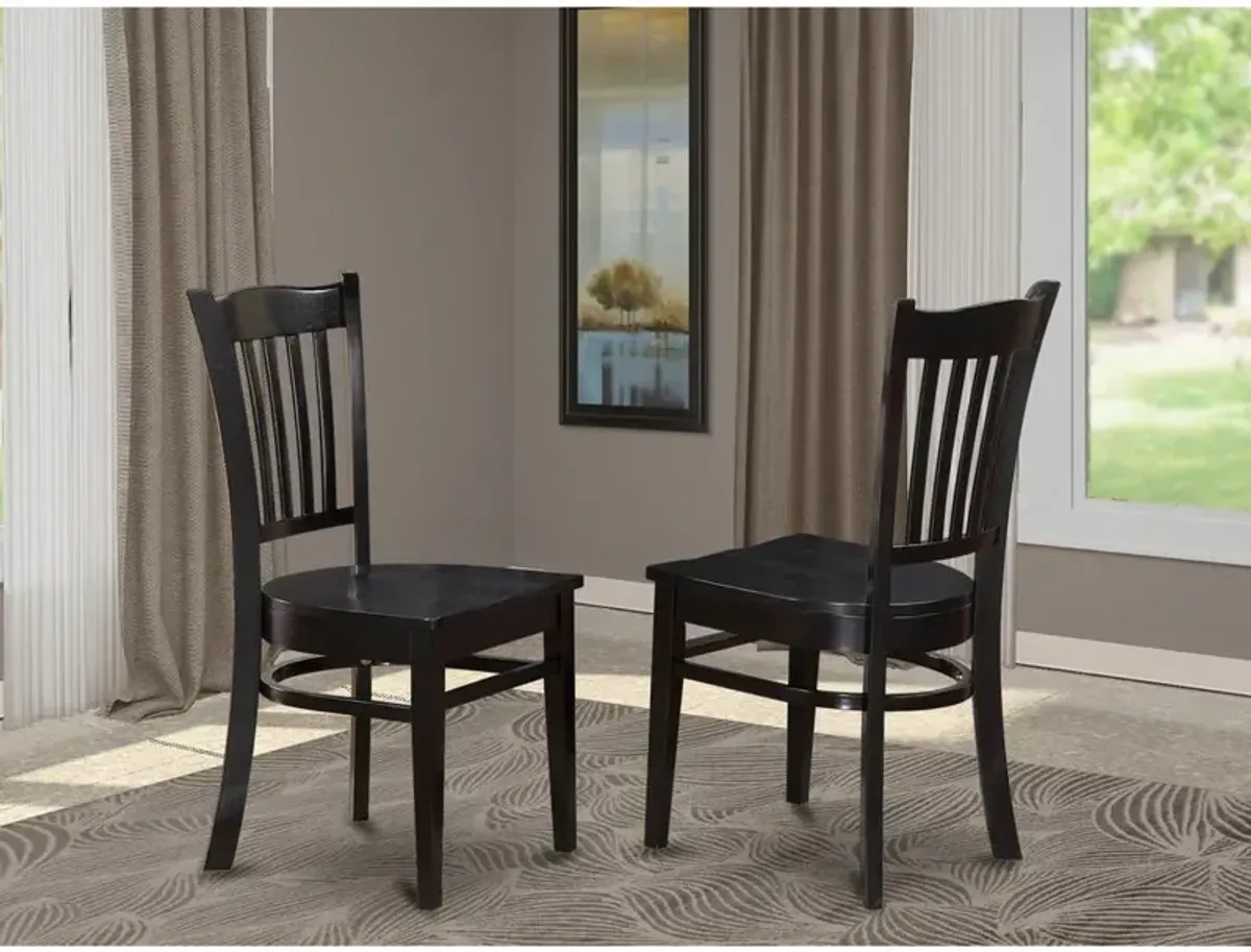 East West Furniture Groton  Dining  Chair  With  Wood  Seat  In  Black  Finish,  Set  of  2