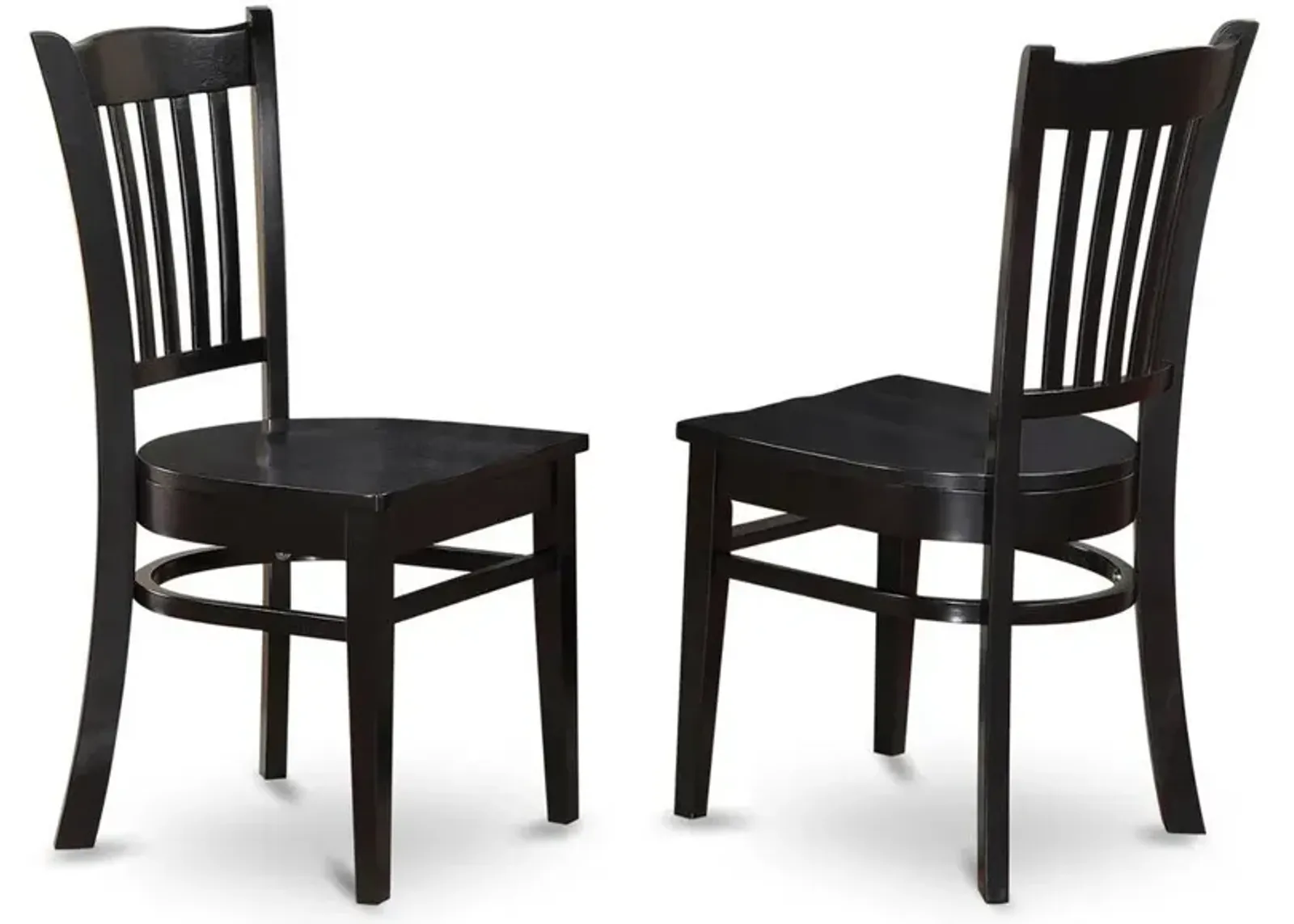 East West Furniture Groton  Dining  Chair  With  Wood  Seat  In  Black  Finish,  Set  of  2