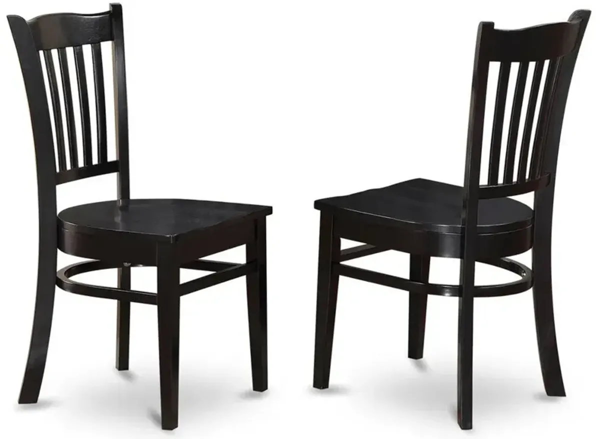 East West Furniture Groton  Dining  Chair  With  Wood  Seat  In  Black  Finish,  Set  of  2