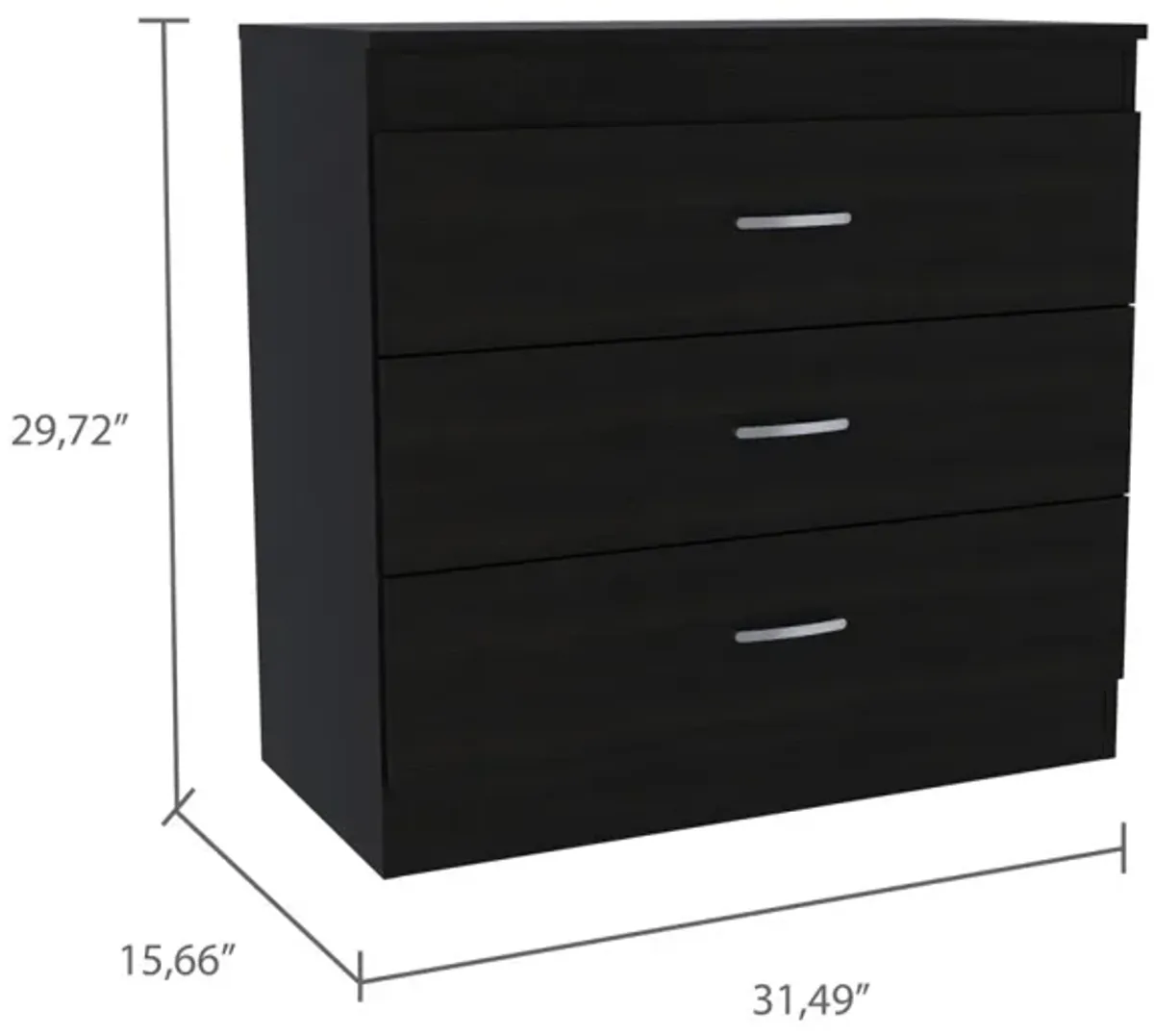 Bethage 3-Drawer Dresser Black Wengue