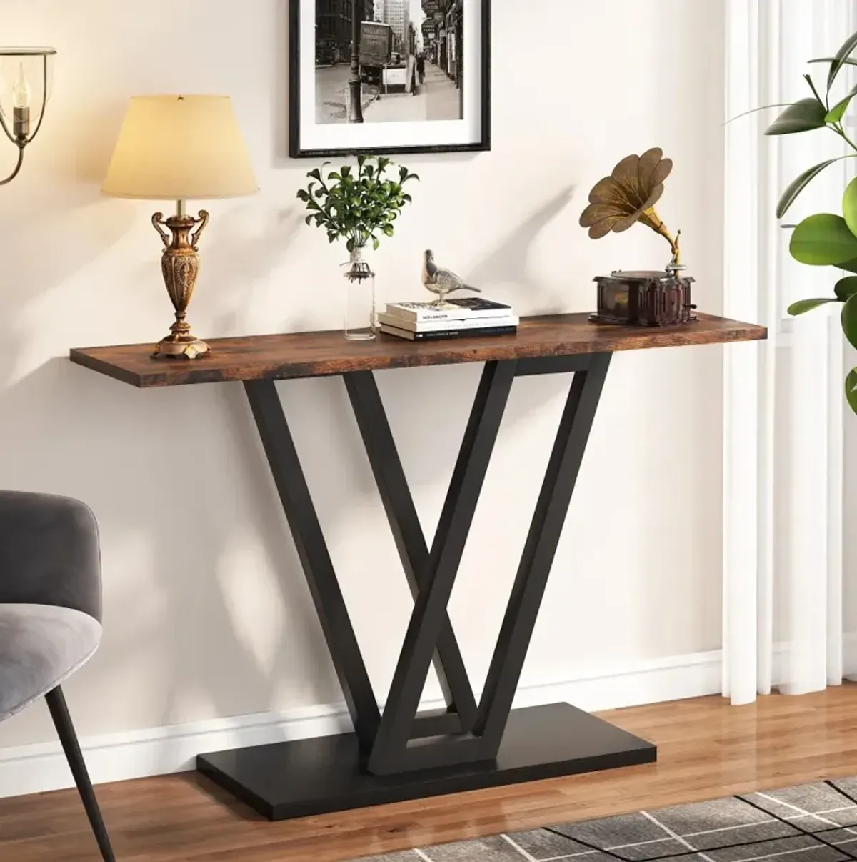 Tribesigns 43 Inch Console Table Industrial Entryway Hallway Table Living Room Furniture