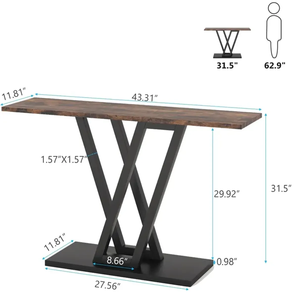 Tribesigns 43 Inch Console Table Industrial Entryway Hallway Table Living Room Furniture