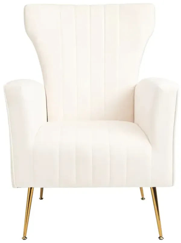 Velvet Accent Chair, Wingback Armchair With Gold Legs, Upholstered Single Sofa