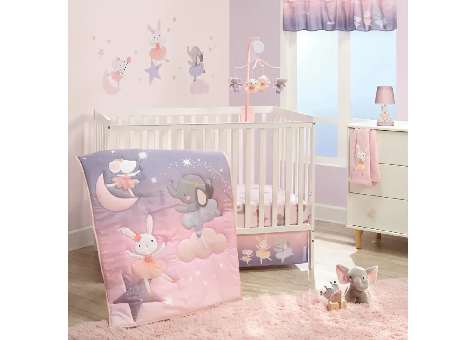 Bedtime Originals Tiny Dancer 3-Piece Ballet Baby Crib Bedding Set - Elephant