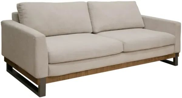 Dome Sofa with 2 Accent Pillows, 86 Inch, Solid Pine Wood, Beige Polyester - Benzara