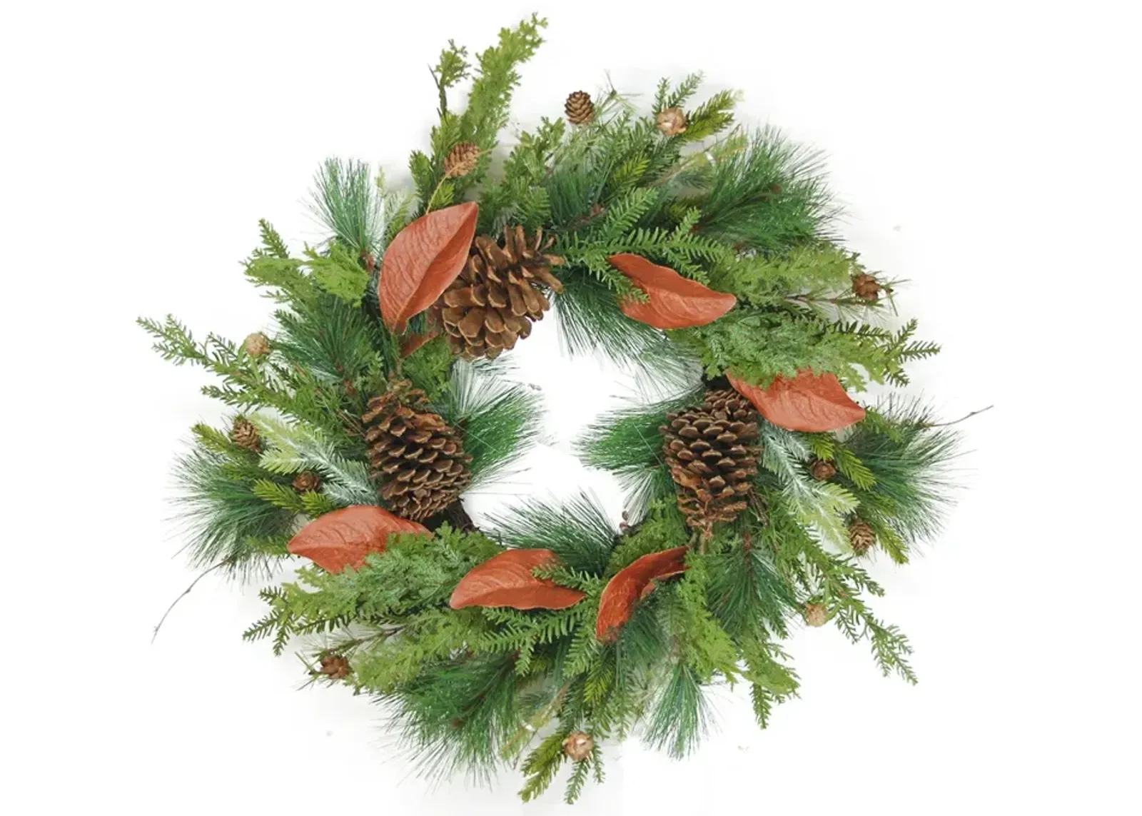 Mixed Pine with Red Leaves and Pine Cones Artificial Christmas Wreath - 26-Inch  Unlit