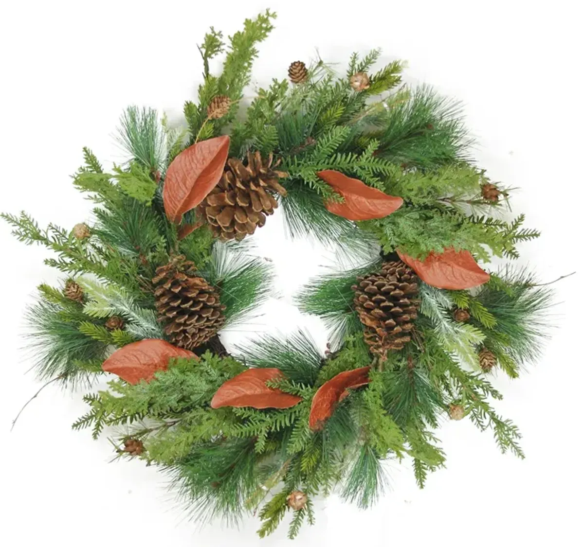 Mixed Pine with Red Leaves and Pine Cones Artificial Christmas Wreath - 26-Inch  Unlit