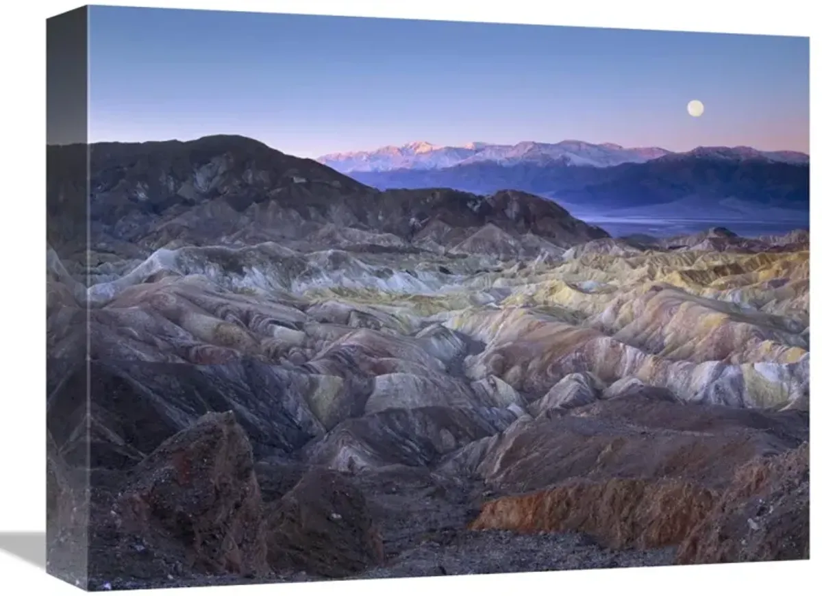 Full moon rising over Zabriskie Point, Death Valley National Park, California-Canvas Art-16x12