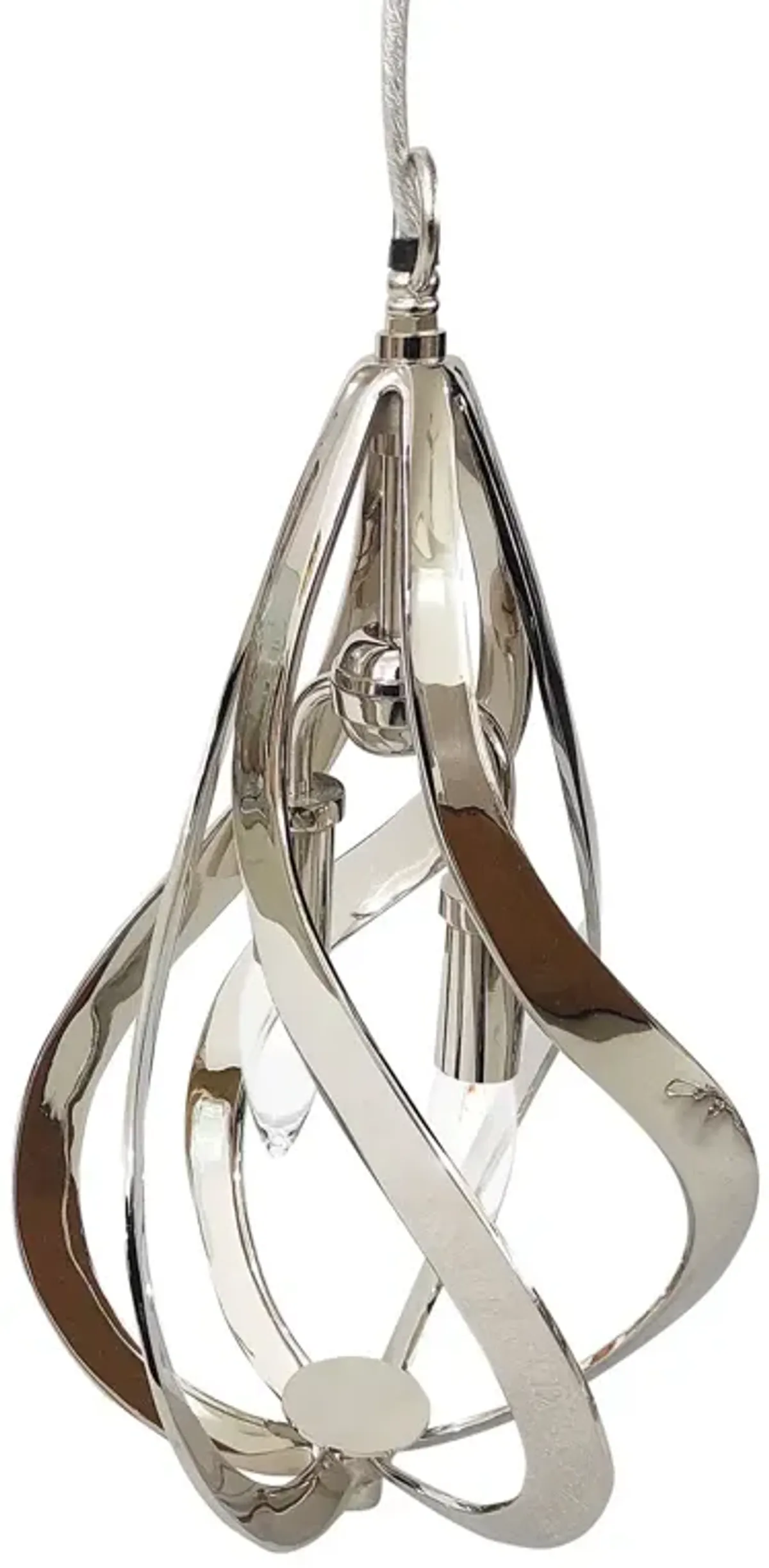 Ribbons of Polished Nickel Two-Light Pendant
