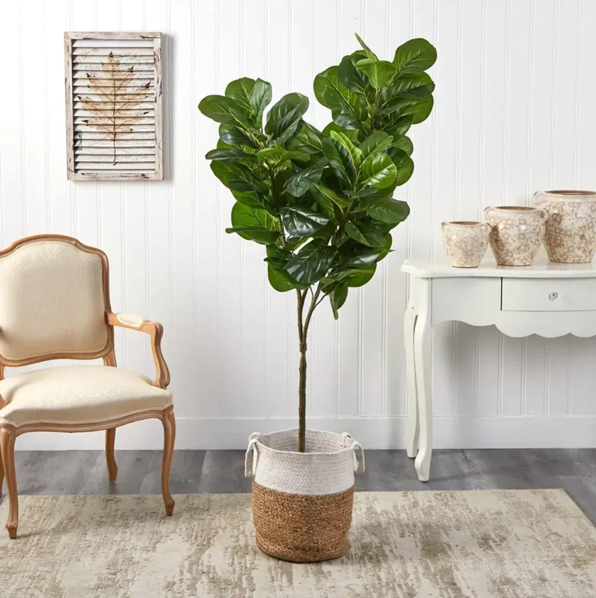 HomPlanti 6 Feet Fiddle Leaf Fig Artificial Tree in Handmade Natural Jute and Cotton Planter