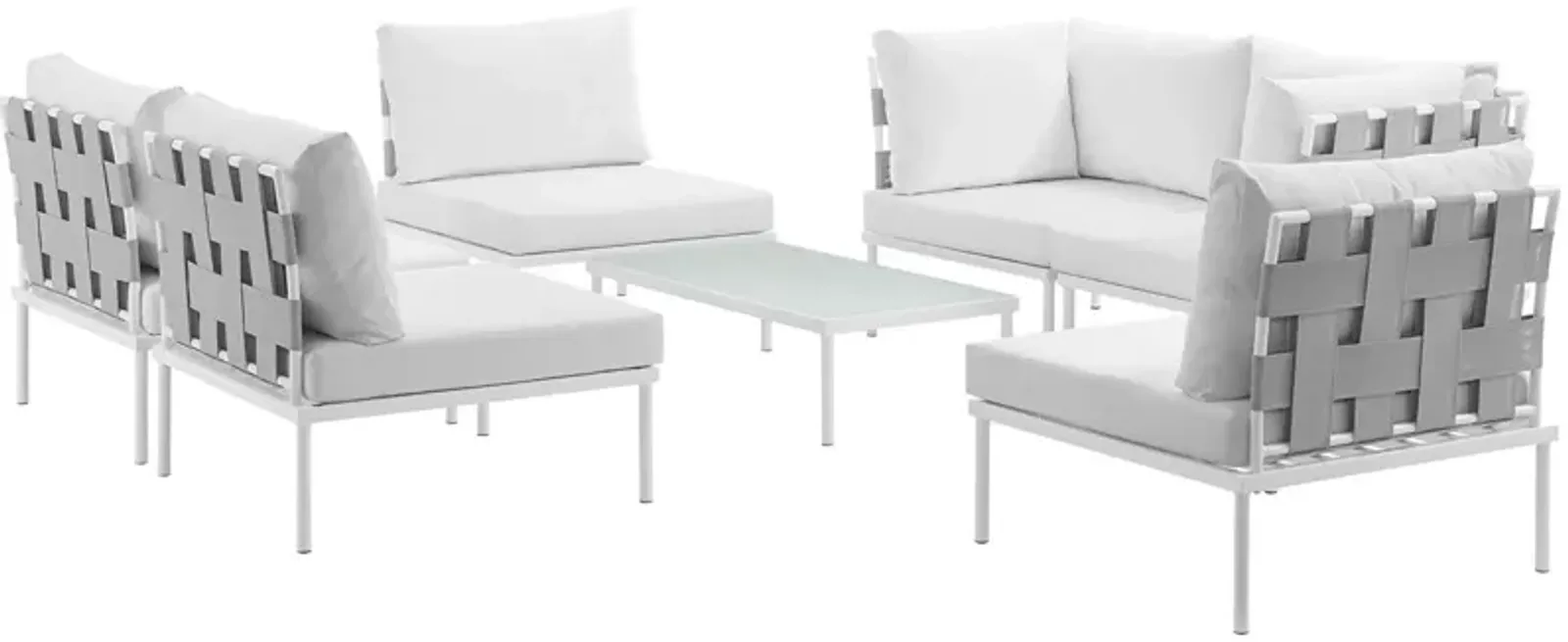 Harmony Outdoor Patio Sectional Sofa Furniture Set - All-Weather Waterproof, Modern Design, Durable Cushions, Tempered Glass Tables.