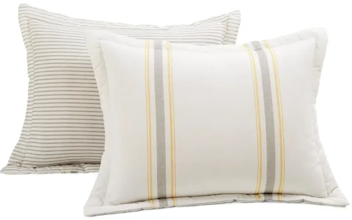 Farmhouse Stripe Reversible Oversized Cotton Duvet Cover  3Pc Set