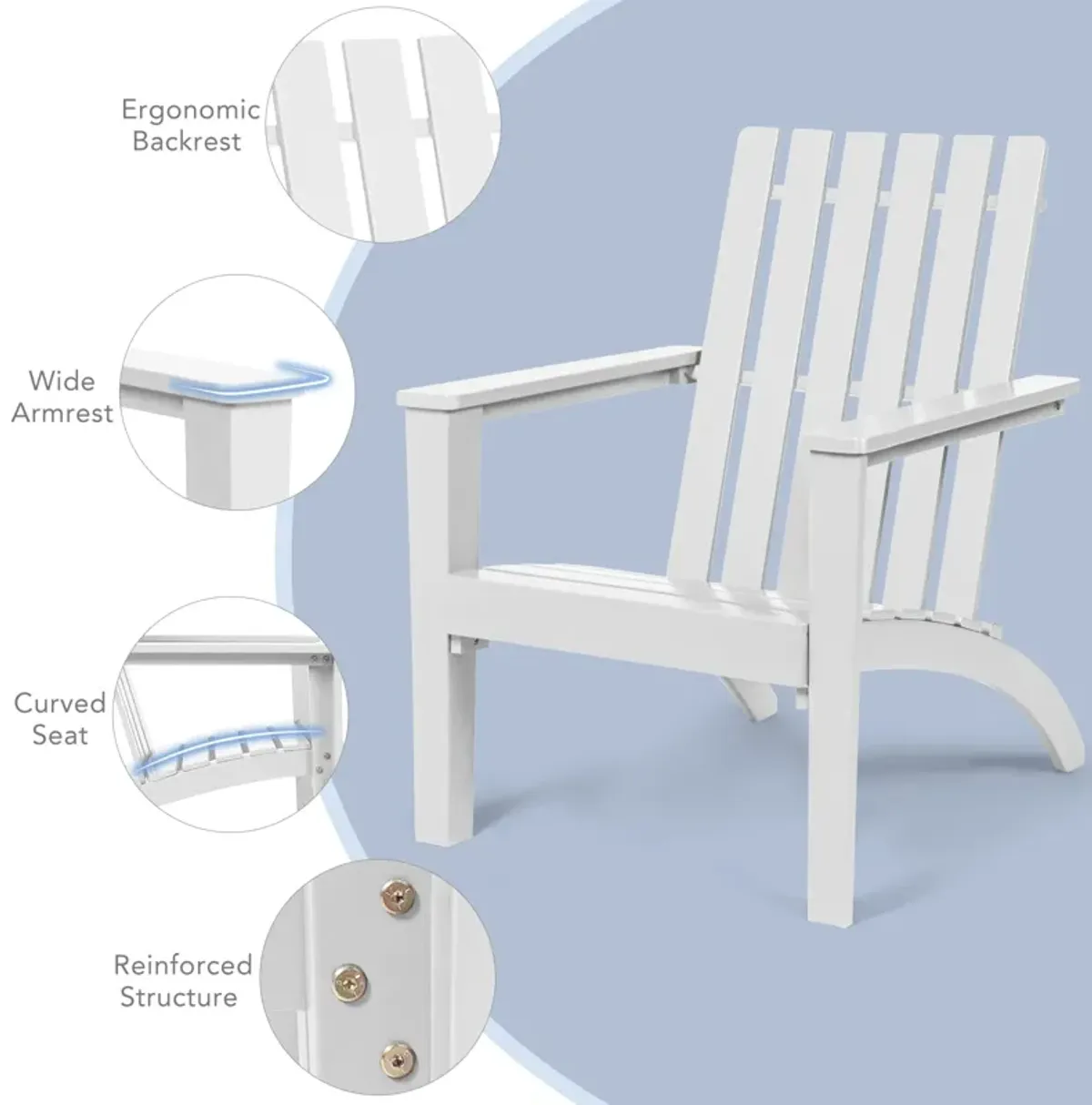 Outdoor Durable Patio Acacia Wood Adirondack Lounge Armchair