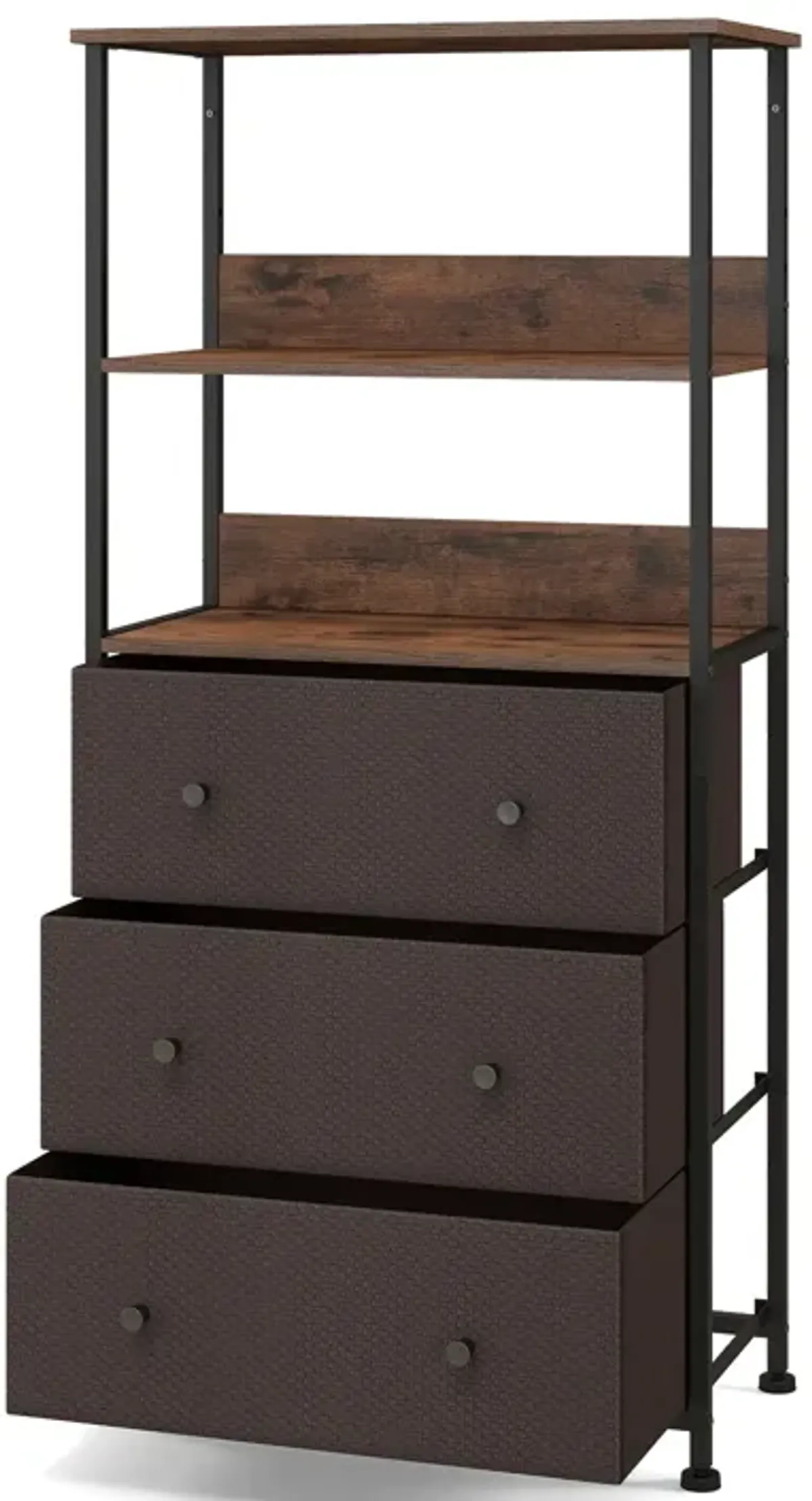 Chest of Fabric Drawer with 3 Folding Fabric Drawers and Anti-tipping Devices-Brown