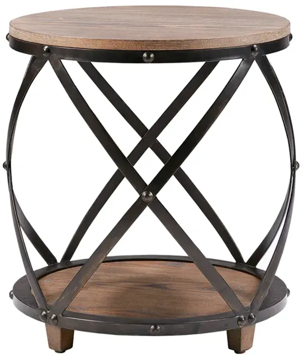 Gracie Mills Nielson Rustic Weathered Metal Accent Table