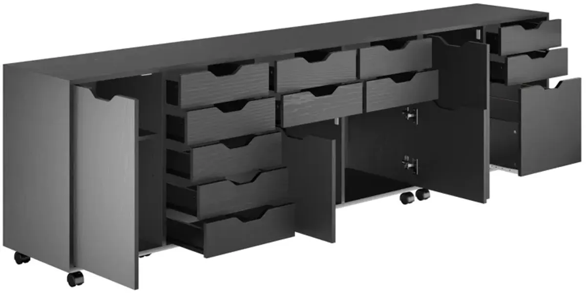 Halifax 3-Pc Cabinet Set with File Drawer, Black