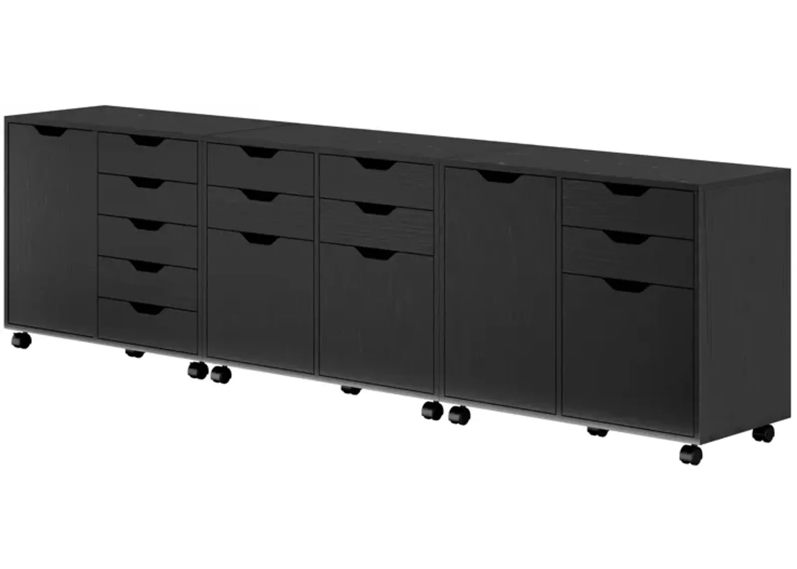 Halifax 3-Pc Cabinet Set with File Drawer, Black