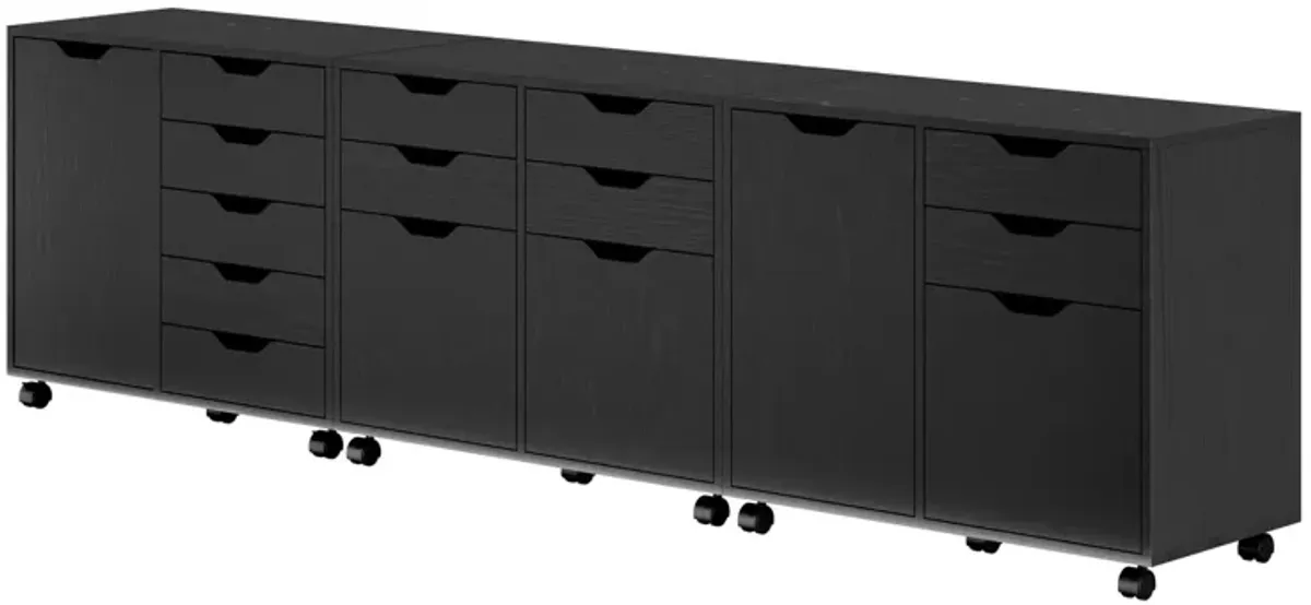 Halifax 3-Pc Cabinet Set with File Drawer, Black