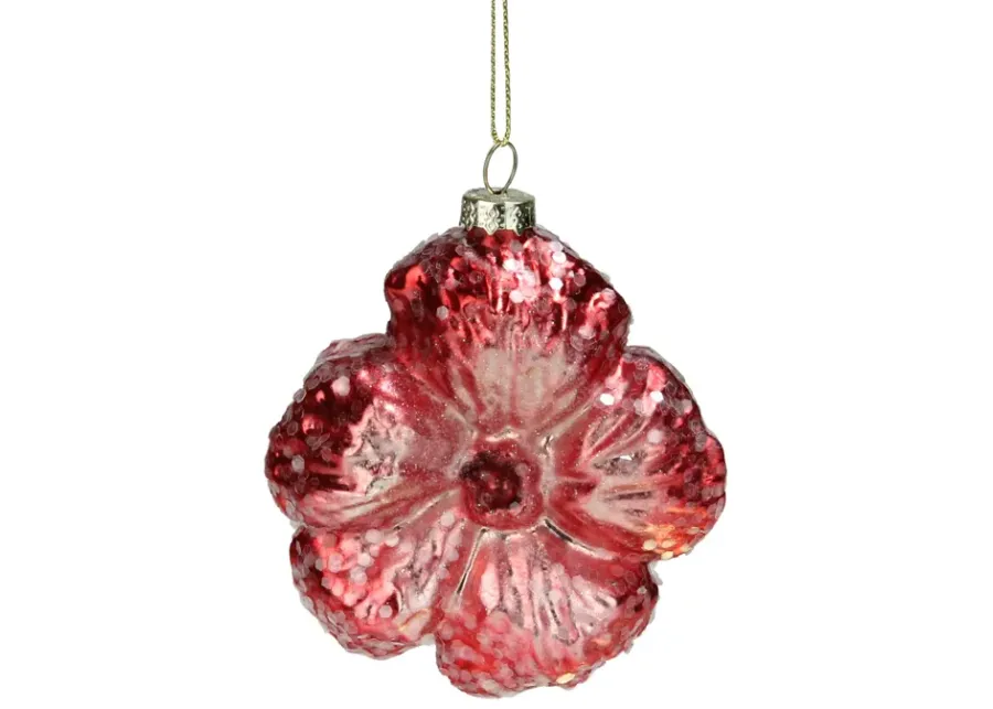 3.5" Pink Iridescent Glass Flower Christmas Ornament