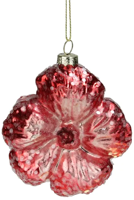 3.5" Pink Iridescent Glass Flower Christmas Ornament