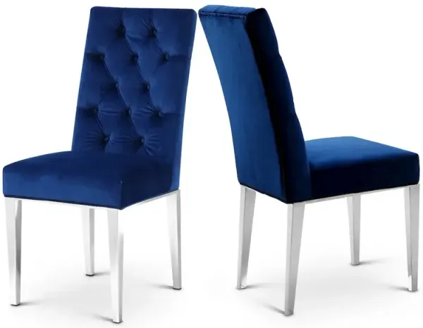 Meridian Furniture Juno Navy Velvet Dining Chair, Set of 2