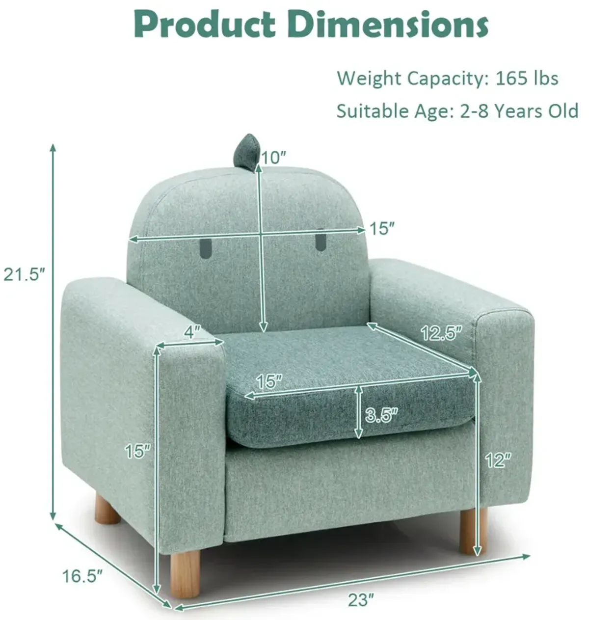 Kids Sofa with Armrest and Thick Cushion