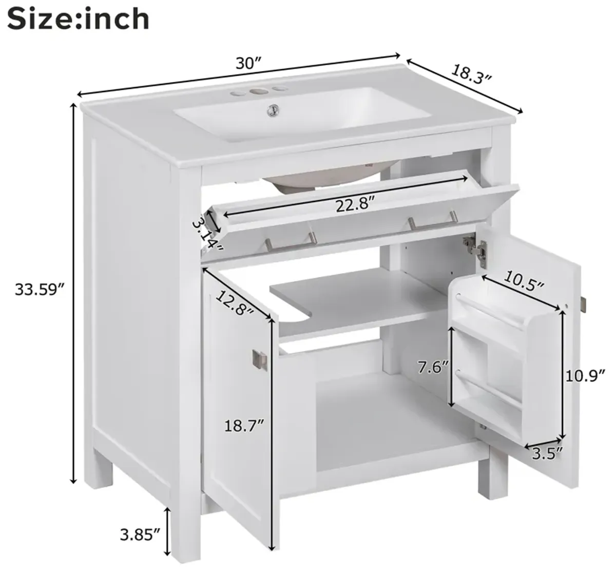 Merax Modern Bathroom Vanity with Ceramic Sink