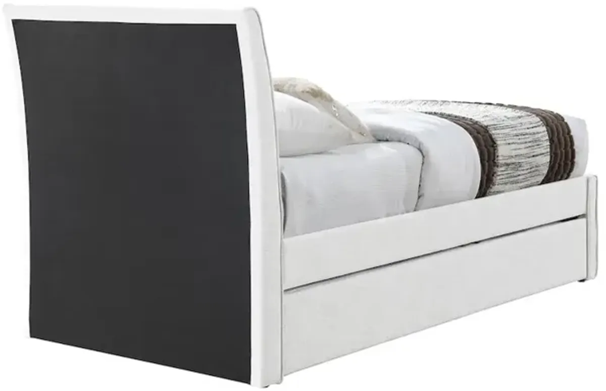 Meridian Furniture Myles Cream Linen Textured Fabric Twin Trundle Bed
