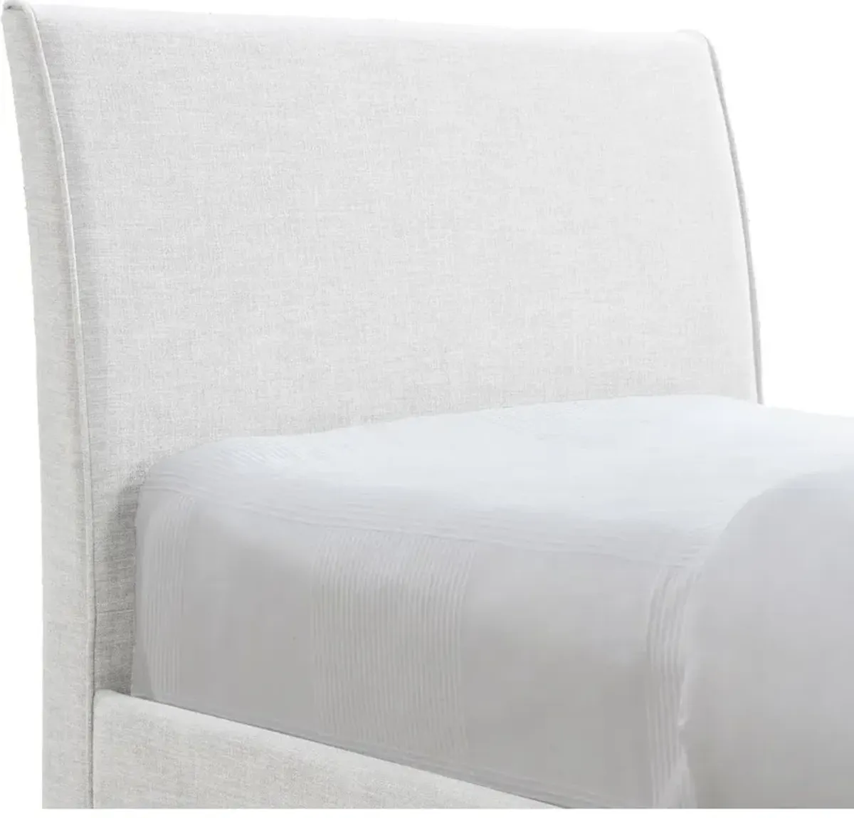 Meridian Furniture Myles Cream Linen Textured Fabric Twin Trundle Bed