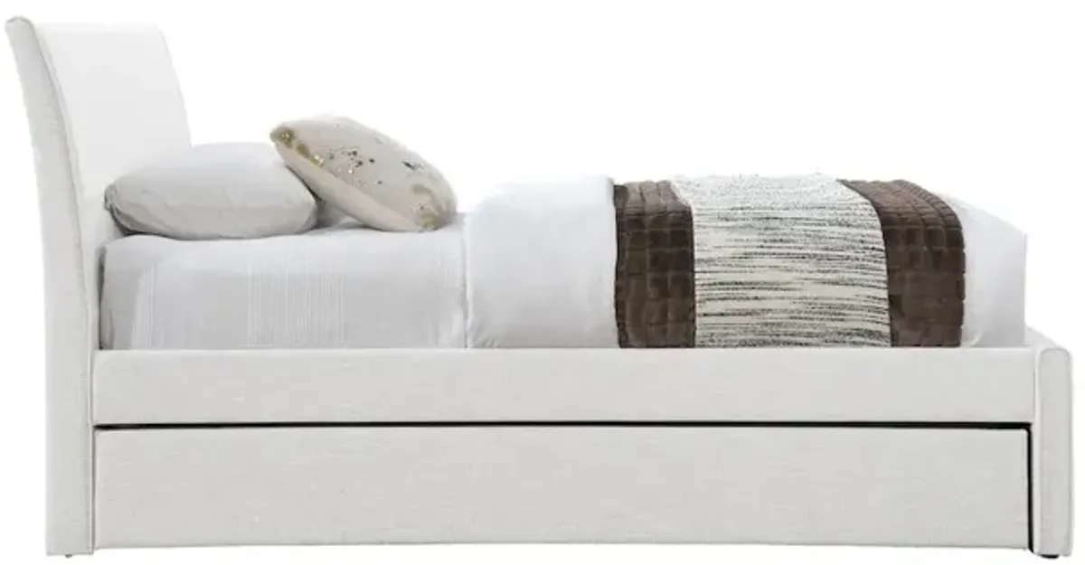 Meridian Furniture Myles Cream Linen Textured Fabric Twin Trundle Bed
