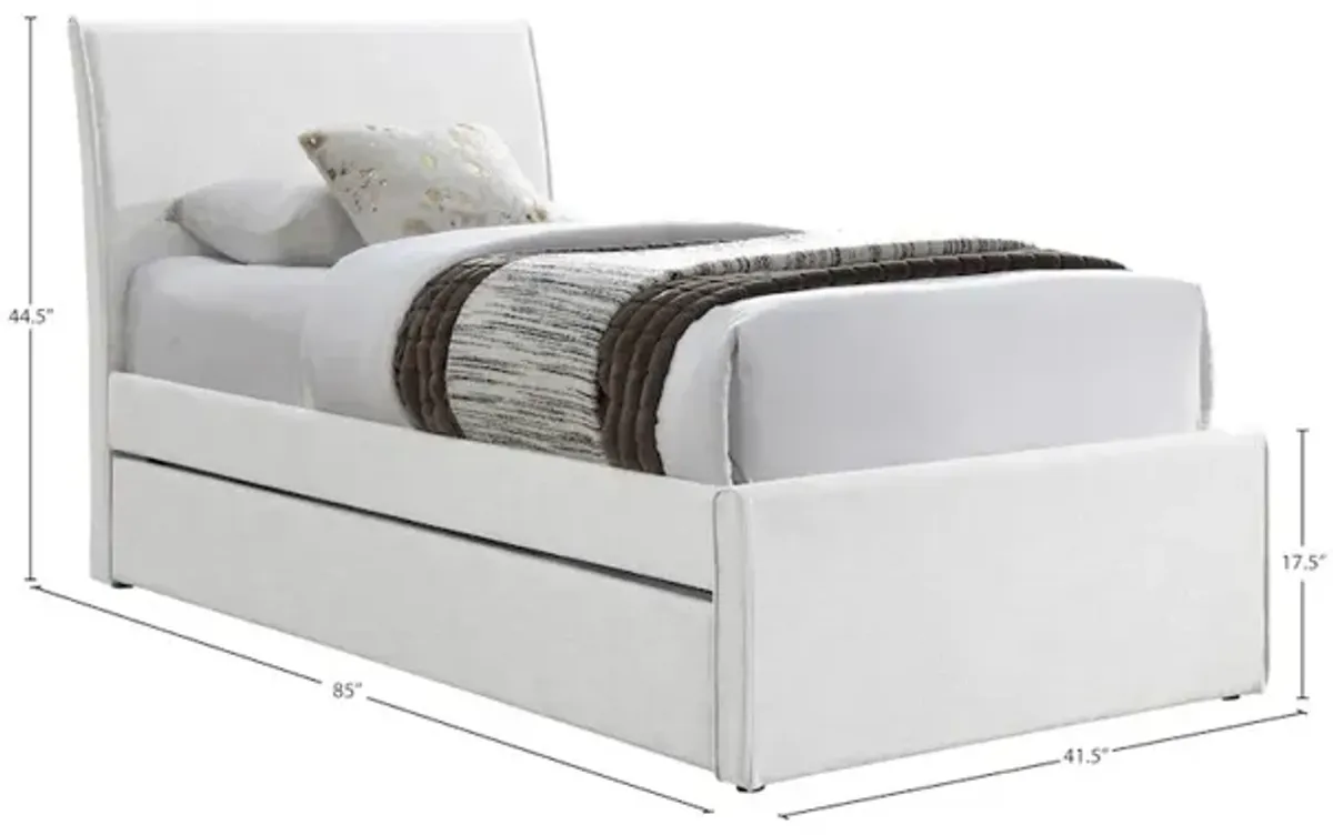 Meridian Furniture Myles Cream Linen Textured Fabric Twin Trundle Bed