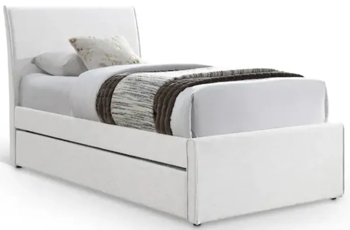 Meridian Furniture Myles Cream Linen Textured Fabric Twin Trundle Bed
