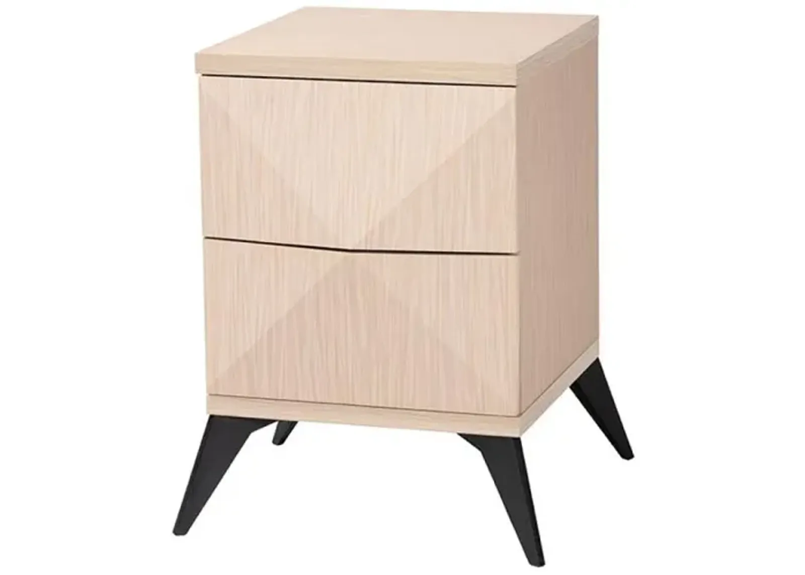 Modern Two-Tone Light Brown and Black Wood 2-Drawer Nightstand