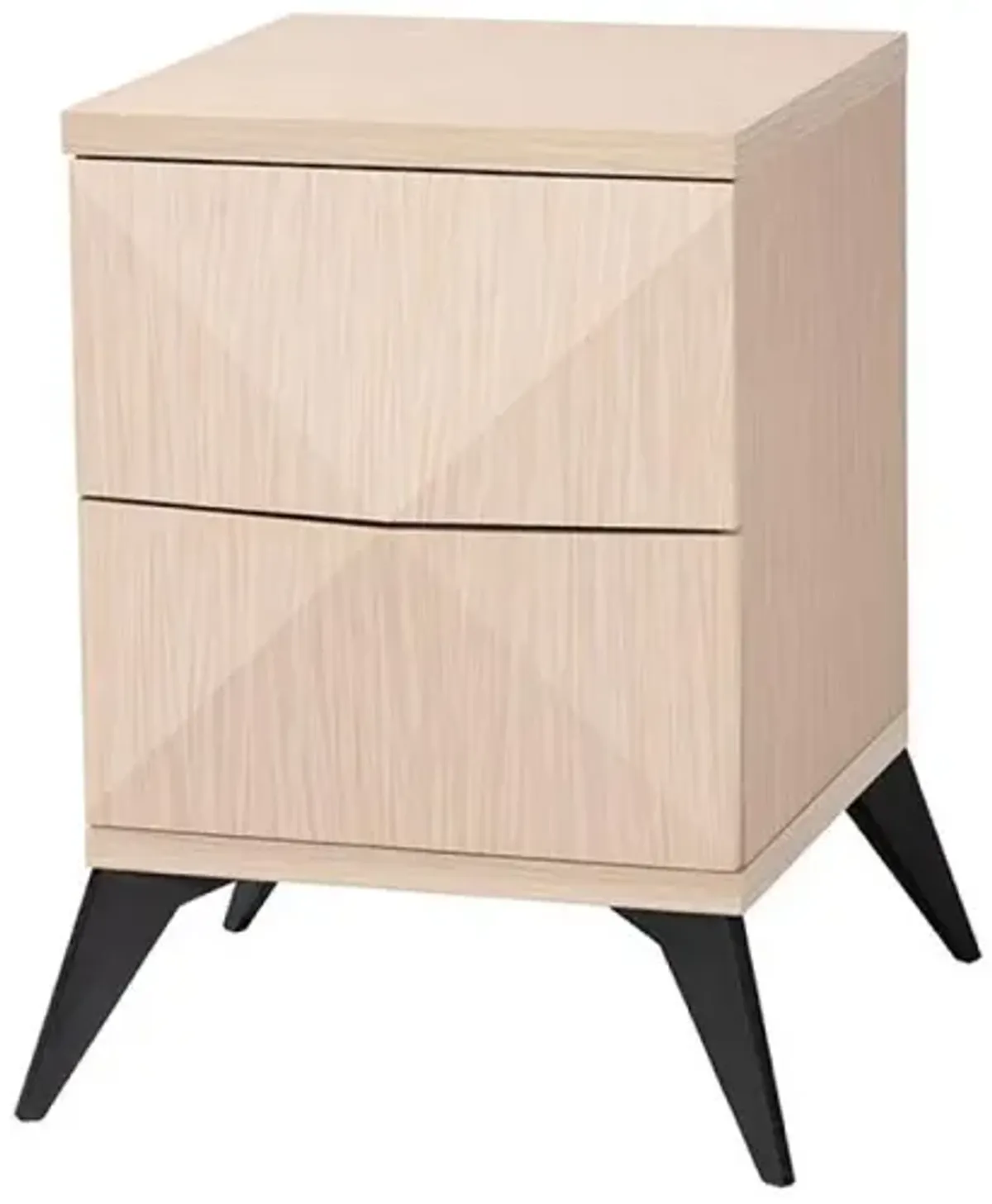 Modern Two-Tone Light Brown and Black Wood 2-Drawer Nightstand