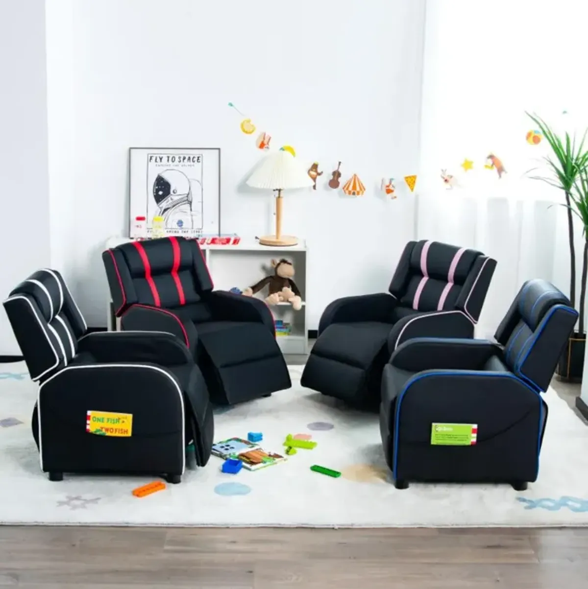 Hivvago Kids Recliner Chair with Side Pockets and Footrest