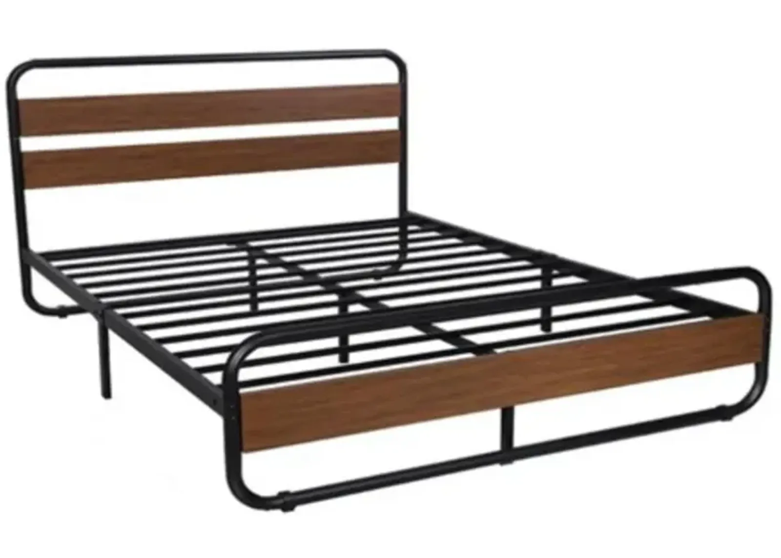 QuikFurn Full Heavy Duty Industrial Modern Metal Wood Platform Bed Frame with Headboard