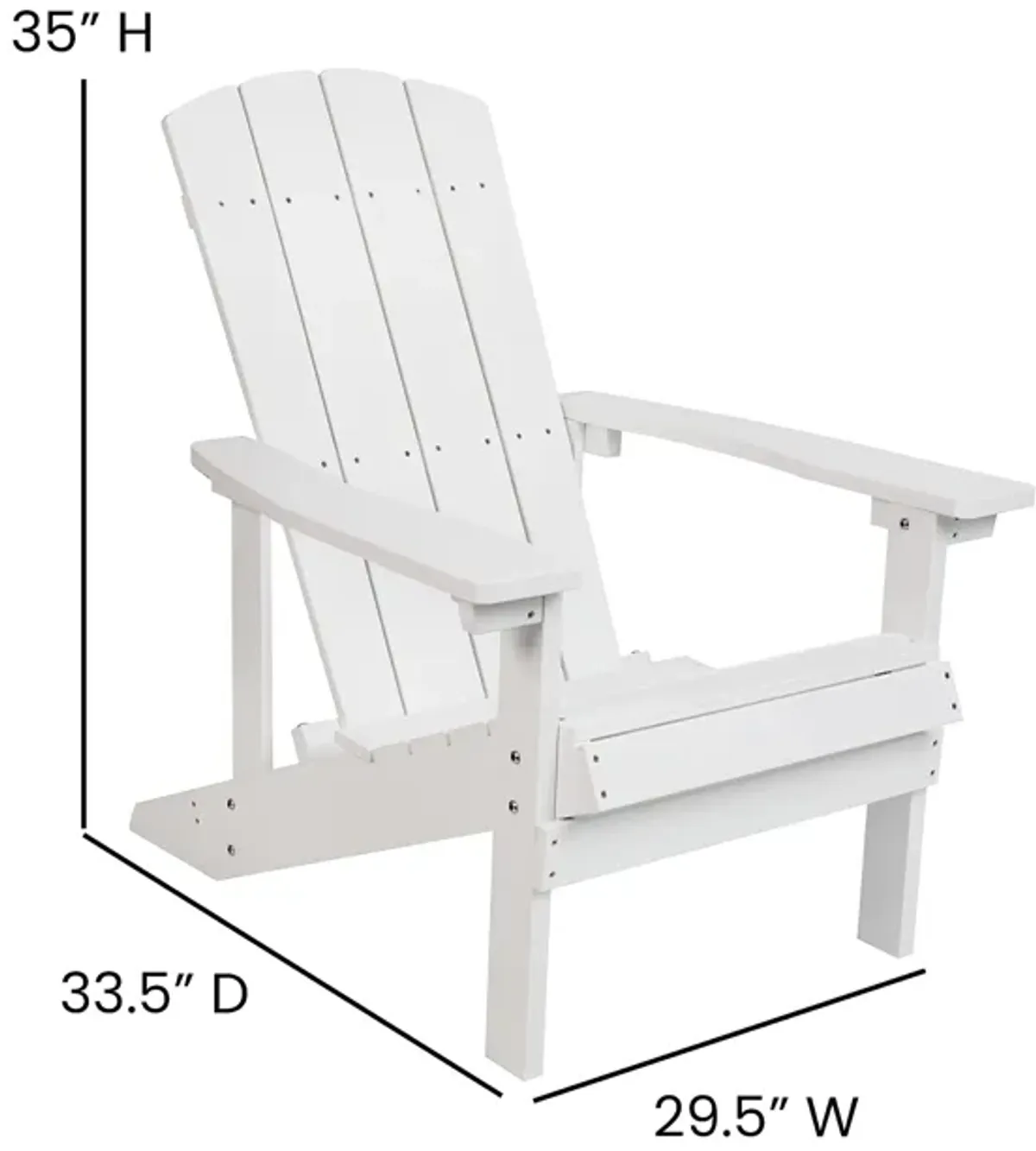 Flash Furniture Charlestown Commercial Grade Indoor/Outdoor Adirondack Chair, Weather Resistant Durable Poly Resin Deck and Patio Seating, White