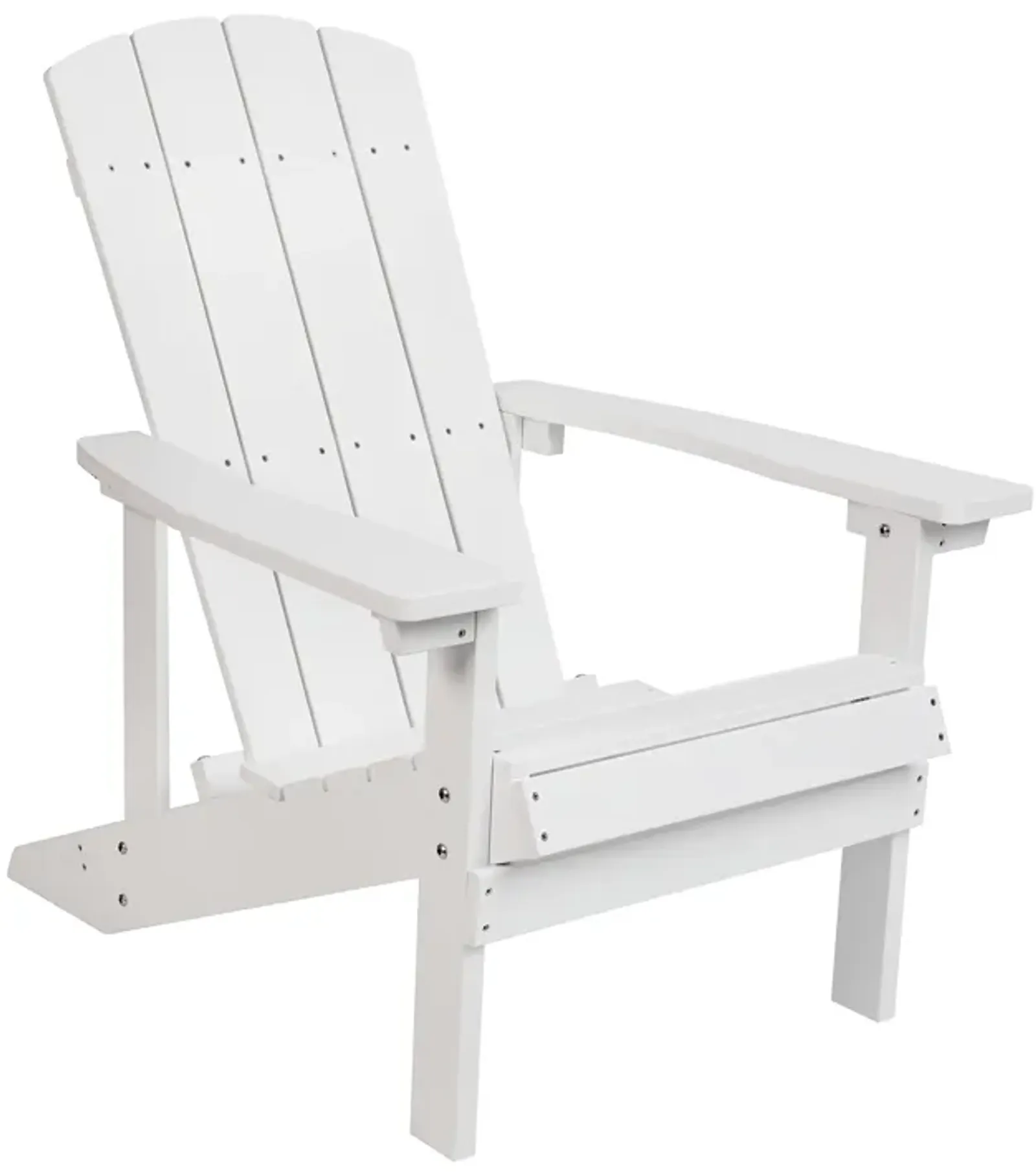 Flash Furniture Charlestown Commercial Grade Indoor/Outdoor Adirondack Chair, Weather Resistant Durable Poly Resin Deck and Patio Seating, White